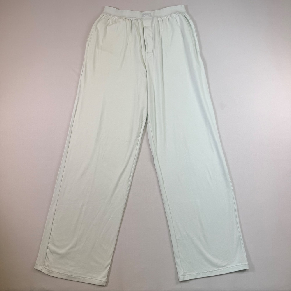 SKIMS Lounge Pants Womens Medium Mint Green Wide Leg Modal Cotton Sleepwear